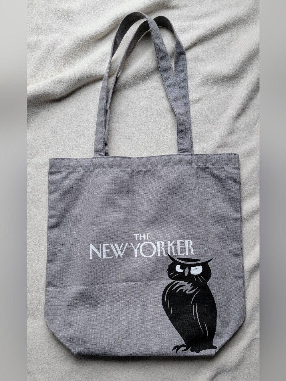 New Yorker Gray Canvas Tote Bag with Owl Graphic